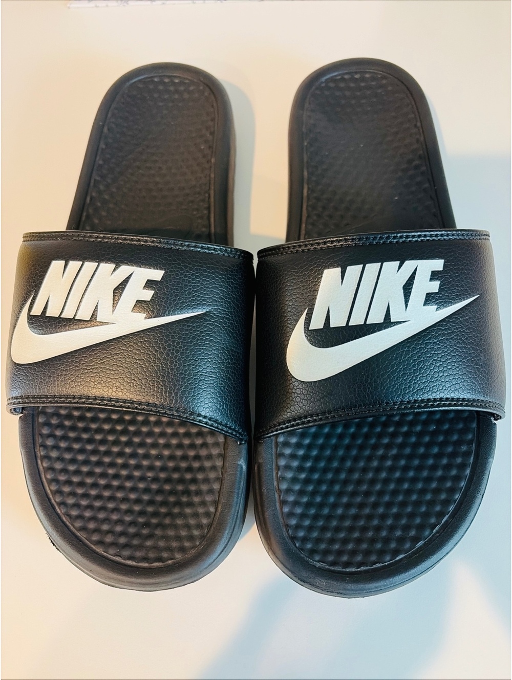 Nike Benassi JDI Mens Slides Black White Sandals Comfort Slides Sz 12